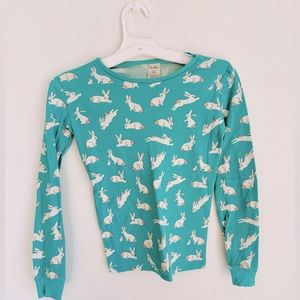 MINI Boden Teal Bunny Pajama SET Top & Bottoms - 10y  EUC!